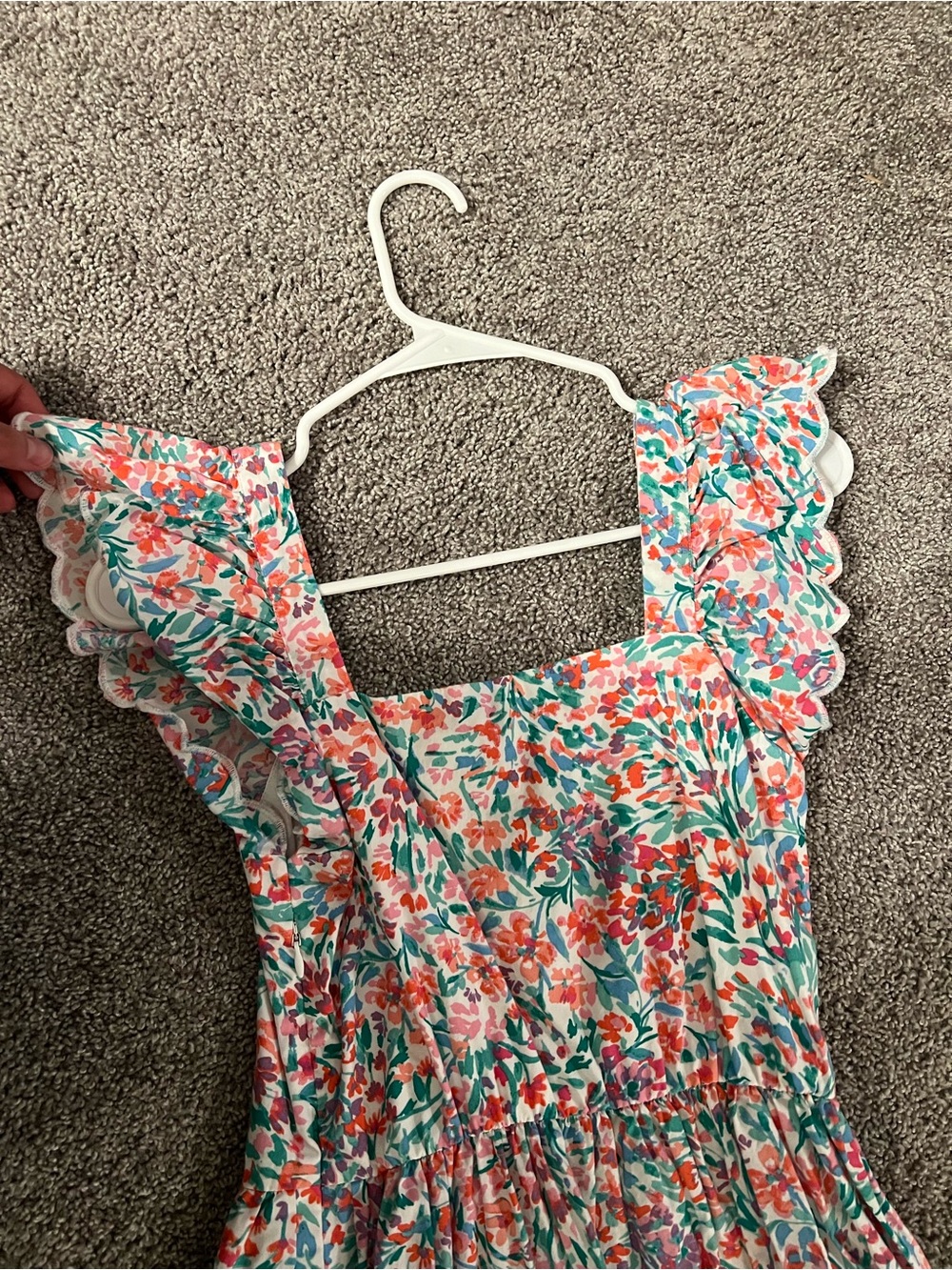 NWOT jcrew Floral Square-Neck Midi Dress in Pink & Mint - Picture 3 of 6